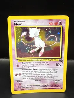 Pokemon TCG Mew 2000 WOTC Black Star Promo 9 Holo League Pokemon Card F Swirl - Image 1