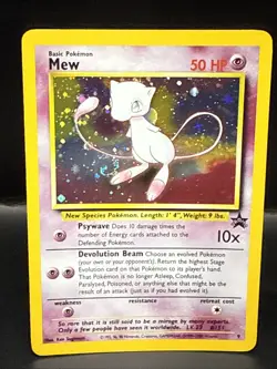 Pokemon TCG Mew 2000 WOTC Black Star Promo 9 Holo League Pokemon Card K Swirl - Image 1