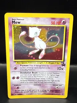 Pokemon TCG Mew 2000 WOTC Black Star Promo 9 Holo League Pokemon Card M Swirl - Image 1