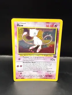 Pokemon TCG Mew 2000 WOTC Black Star Promo 9 Holo League Pokemon Card M Swirl - Image 3