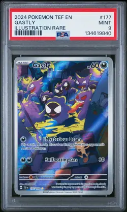2024 POKEMON TEF EN-TEMPORAL FORCES ILLUSTRATION RARE #177 GASTLY PSA 9 - Image 1