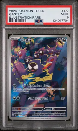 2024 POKEMON TEF EN-TEMPORAL FORCES ILLUSTRATION RARE #177 GASTLY PSA 9 - Image 1