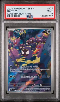 2024 POKEMON TEF EN-TEMPORAL FORCES ILLUSTRATION RARE #177 GASTLY PSA 9 - Image 1