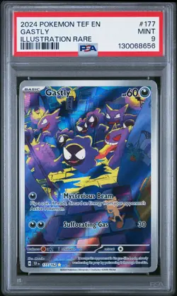 2024 POKEMON TEF EN-TEMPORAL FORCES ILLUSTRATION RARE #177 GASTLY PSA 9 - Image 1
