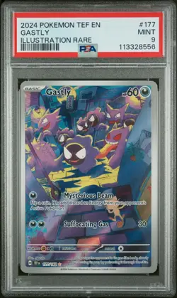 2024 POKEMON TEF EN-TEMPORAL FORCES ILLUSTRATION RARE #177 GASTLY PSA 9 - Image 1