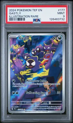 2024 POKEMON TEF EN-TEMPORAL FORCES ILLUSTRATION RARE #177 GASTLY PSA 9 - Image 1