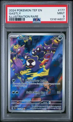 2024 POKEMON TEF EN-TEMPORAL FORCES ILLUSTRATION RARE #177 GASTLY PSA 9 - Image 1