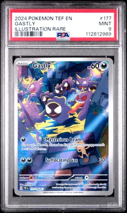 2024 POKEMON TEF EN-TEMPORAL FORCES ILLUSTRATION RARE #177 GASTLY PSA 9 - Image 1