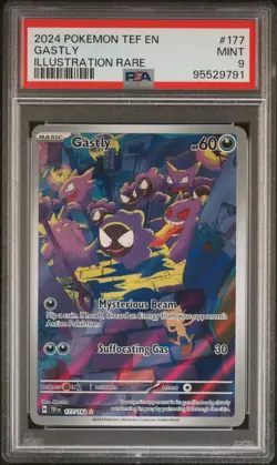 2024 POKEMON TEF EN-TEMPORAL FORCES ILLUSTRATION RARE #177 GASTLY PSA 9 - Image 1