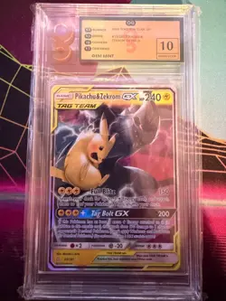 Pikachu & Zekrom GX 33/181 Sun & Moon Team Up Pokemon Card OG/PSA 10 Gem Mint - Image 1