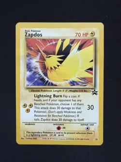 Pokemon Card Zapdos #23 WoTC Promo Black Star - DMG - Image 1