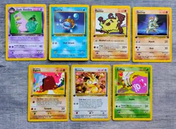 Team Rocket 1st EDITION Pokemon Card 7 Lot LP/NM Dark SlowBro Squirtle Machop + - Image 1