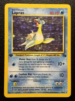Pokemon Lapras Fossil 1st Edition 10/62 Holo Rare MP-LP - Image 1