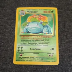 Pokemon Venusaur Base Set 15/102 Holo Rare 100HP 60 Attack 4 Grass Energy - Image 1