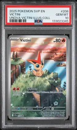 2025 Pokemon SVP 208 Victini PSA 10 Graded Illustration Rare Promo Unova 345 - Image 1