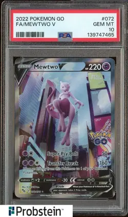 2022 Pokemon Go #072 FA Mewtwo V PSA 10 GEM MINT - Image 1