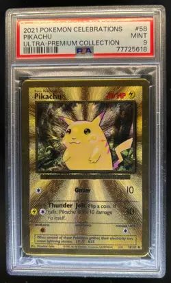 2021 Pokemon Celebrations Pikachu Ultra Premium Collection Metal #58 PSA 9 Mint - Image 1