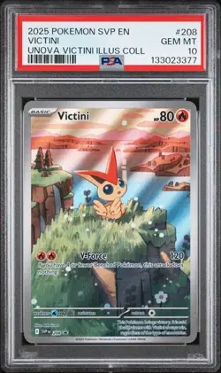 2025 Pokemon SVP 208 Victini PSA 10 Graded Illustration Rare Promo Unova 377 - Image 1