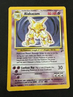 Alakazam Holo Rare 1/130 Base Set 2 MP Pokemon - Image 1