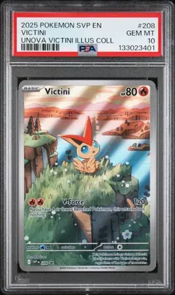 2025 Pokemon SVP 208 Victini PSA 10 Graded Illustration Rare Promo Unova 401 - Image 1
