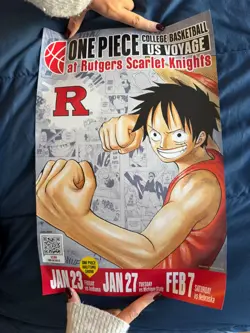 One Piece Monkey D. Luffy US College Basketball Promo Card RUTGERS - Image 2