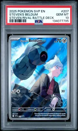 2025 POKEMON SVP EN-SV BLACK STAR PROMO #207 STEVEN'S BELDUM PSA 10 - Image 1