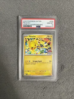 Pokemon 2025 SVP EN-SV Black Star Promo World Championships Pikachu #225 PSA 10 - Image 1