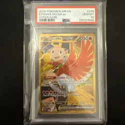 Pokemon 2025 SV Destined Rivals Ethan's Ho-Oh EX Hyper Rare Card #239/182 PSA 10 - Image 1
