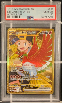 Ethan's Ho-Oh EX #239/182 Destined Rivals Gold Hyper Rare Pokemon PSA 10 - Image 1