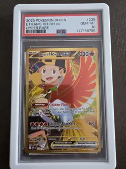 Ethan's Ho-Oh ex Hyper Rare Pokemon TCG Destined Rivals 239/182 PSA 10 W/ Guard - Image 1