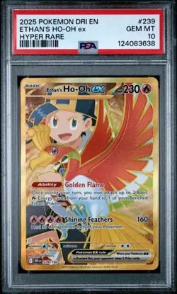 PSA 10 ETHAN'S HO-OH EX 239/182 HYPER RARE DESTINED RIVALS POKEMON 😍 - Image 1