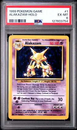 1999 POKEMON BASE SET UNLIMITED #1 ALAKAZAM-HOLO PSA 6 - Image 1