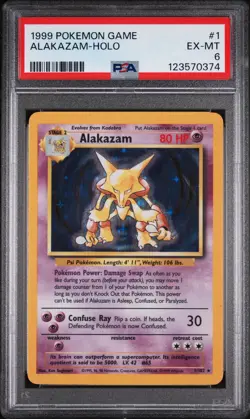 1999 POKEMON BASE SET UNLIMITED #1 ALAKAZAM-HOLO PSA 6 - Image 1