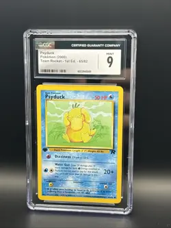 CGC 9 MINT Psyduck 2000 Team Rocket 1st Edition 65/82 Pokemon Card - Image 1