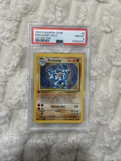 1999 Pokemon Game Machamp Holo 1st Edition #8/102 PSA 8 - Image 1