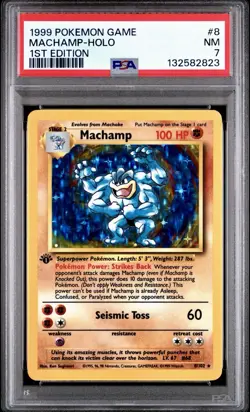 1999 Pokemon Game 8 Machamp - Holo 1st Edition PSA 7 - Image 1