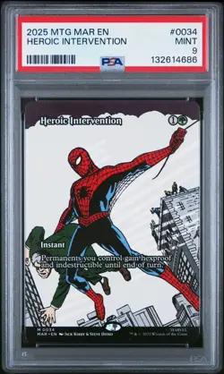 2025 MTG MARVEL'S SPIDER-MAN: SOURCE MAT #0034 HEROIC INTERVENTION PSA 9 - Image 1