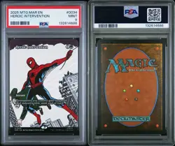 2025 MTG MARVEL'S SPIDER-MAN: SOURCE MAT #0034 HEROIC INTERVENTION PSA 9 - Image 3