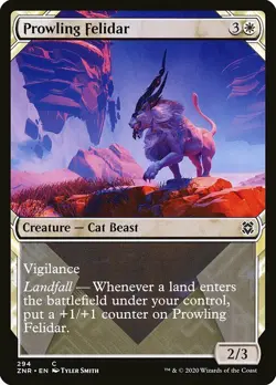 MTG Zendikar Rising *FOIL* Showcase C Prowling Felidar #294 PLAYSET 4x x4 - Image 1