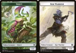 MTG Zendikar Rising *FOIL* Double-Sided Token - Insect / Kor Warrior - Image 1