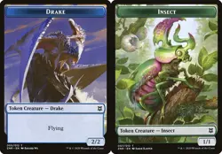 MTG Zendikar Rising *FOIL* Double-Sided Token - Drake / Insect - Image 1