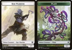 MTG Zendikar Rising *FOIL* Double-Sided Token - Kor Warrior / Plant - Image 1