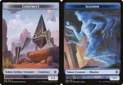 MTG Zendikar Rising *FOIL* Double-Sided Token - Construct / Illusion - Image 1