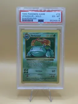 1999 Pokemon Shadowless Base Set Venusaur Holo #15 PSA 6 - Image 1