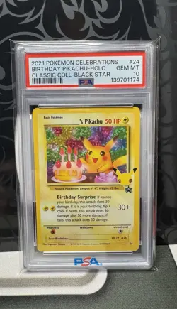 2021 Pokemon Celebrations Birthday Pikachu Holo Classic Black Star PSA 10 - Image 1