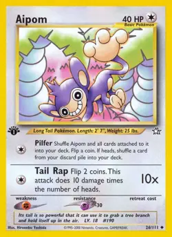 Aipom 26/111 Uncommon Neo Genesis 1st Edition Pokemon Card - Image 1