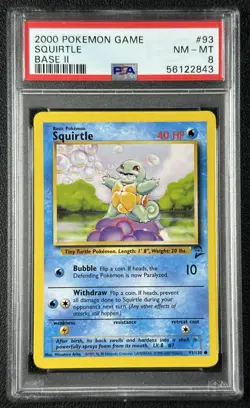 SQUIRTLE PSA 8 2000 POKEMON GAME #93/130 BASE II 2843 - Image 1