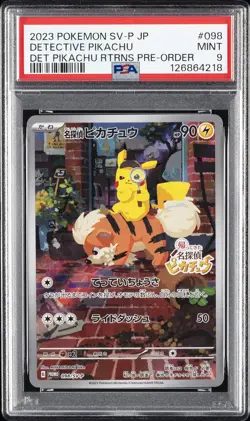 2023 POKEMON JPN SV-P PROMO #098 DETECTIVE PIKACHU PSA 9 - Image 1
