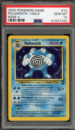 Pokemon Poliwrath Base Set 2 Holo Rare #15 PSA 10 Gem Mint - Image 1