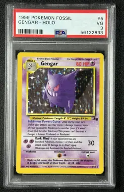 GENGAR PSA 3 1999 POKEMON FOSSIL #5/62 HOLO 833 - Image 1